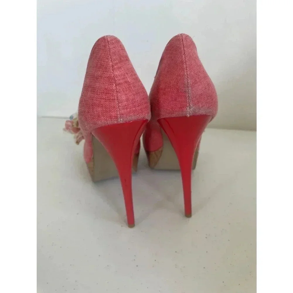 Women's‎ Diva Lounge Pink Floral Platform 6” High Heels Size 8.5 EUC!